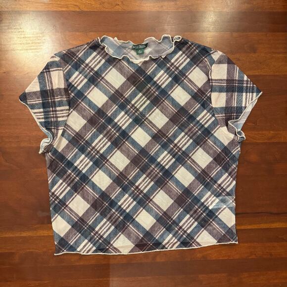 Sheer Plaid Top with Lettuce Trim Wild Fable Size M NWT - Picture 1 of 2
